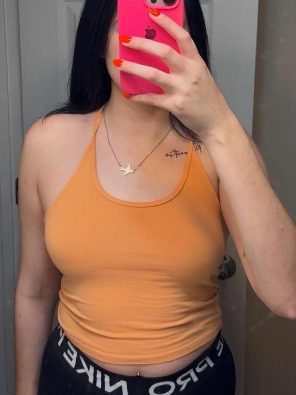 American Eagle Outfitters Orange Halter Crop Tank Top